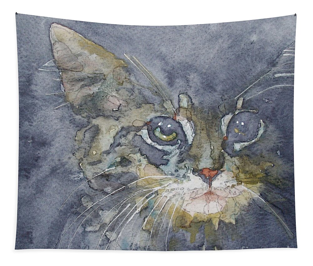 Tabby Tapestry featuring the painting Out The Blue You Came To Me by Paul Lovering