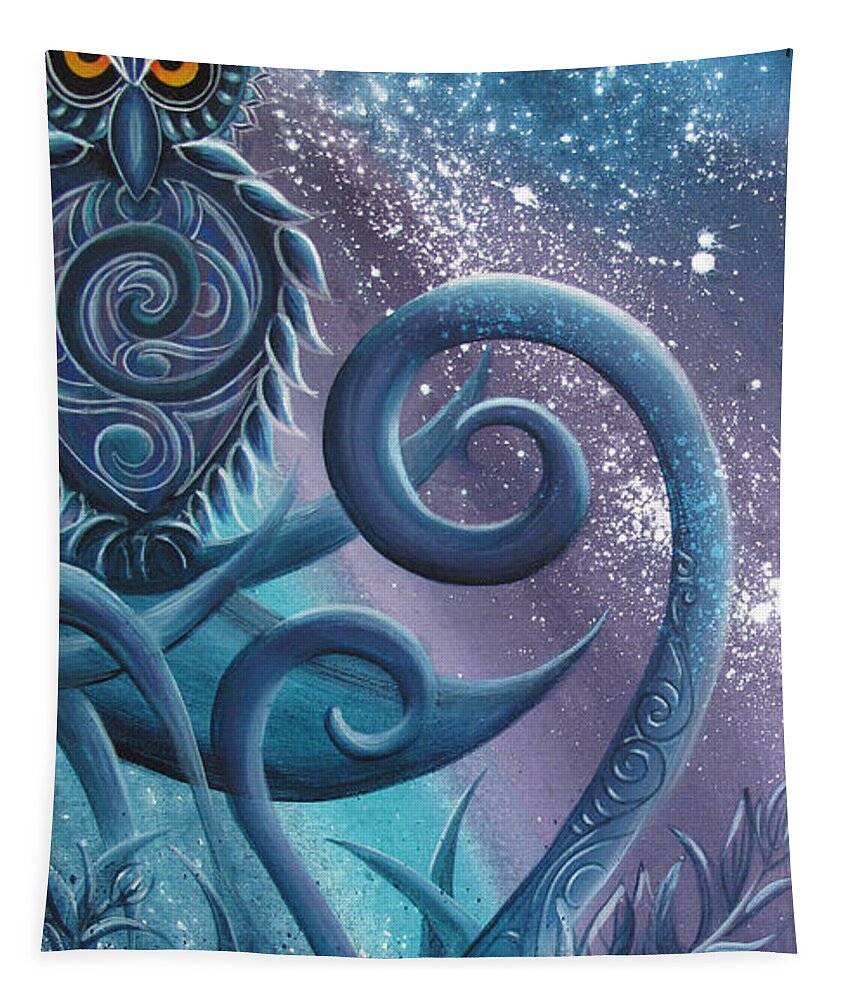Owl Tapestry featuring the painting Owl Toru by Reina Cottier