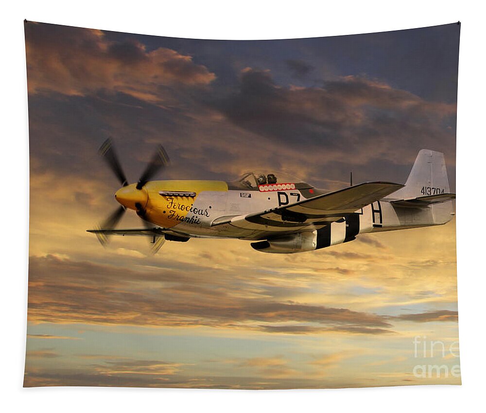 P51 Mustang Tapestry featuring the digital art P-51 Ferocious Frankie by Airpower Art