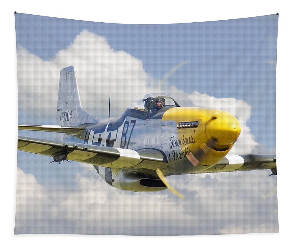 Aircraft Tapestry featuring the digital art P51 Ferocious Frankie by Pat Speirs