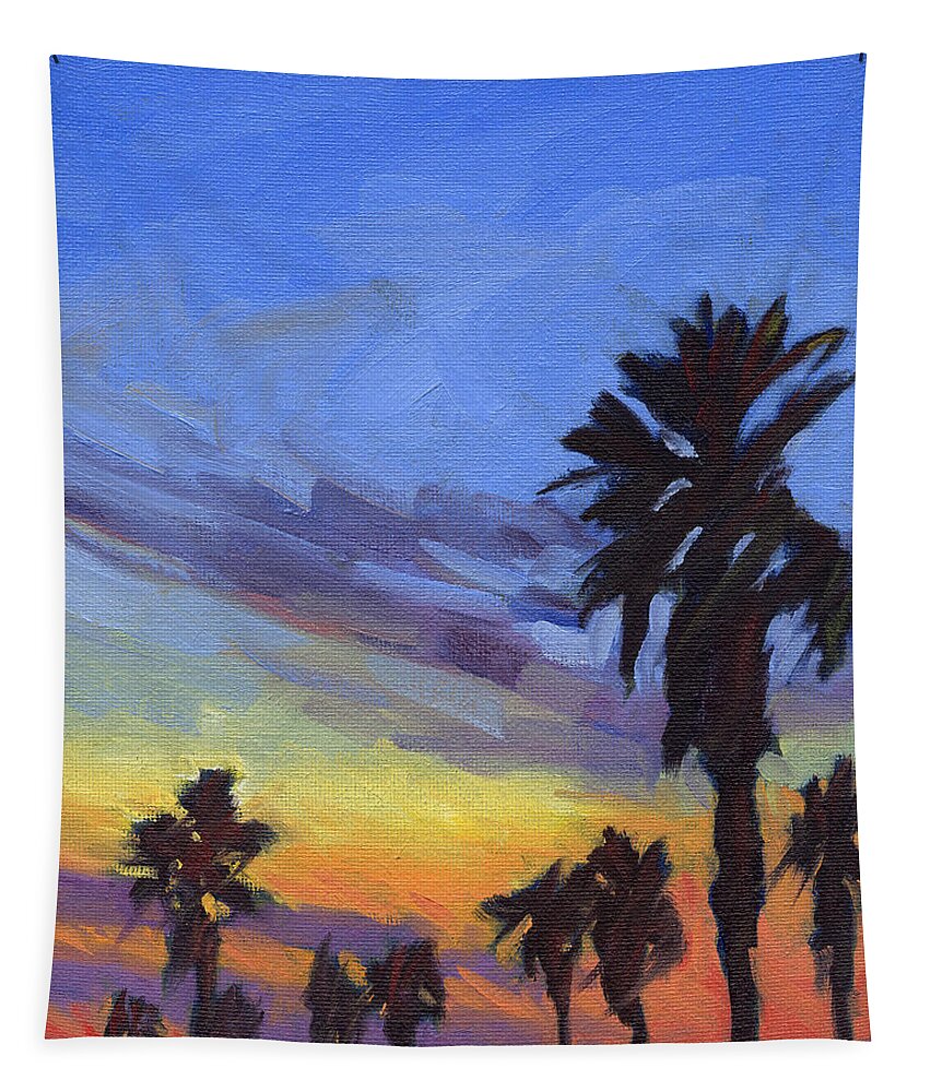 Sunset Tapestry featuring the painting Pacific Sunset 2 by Konnie Kim