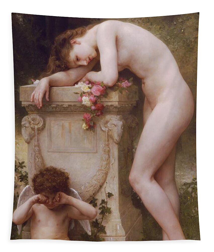 Pain Tapestry featuring the painting Pain of Love by William Adolphe Bouguereau