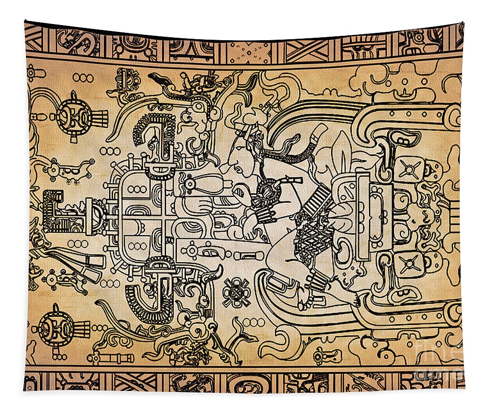 Maya Tapestry featuring the photograph Pakal Sarcophagus Lid 2 by Gary Keesler