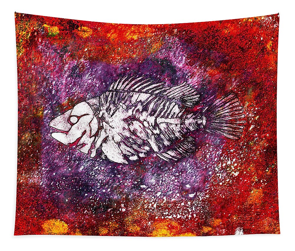 Paleo Fish Tapestry featuring the painting Paleo Fish by Bellesouth Studio