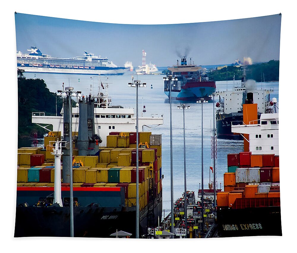 Panama Canal Tapestry featuring the photograph Panama Canal Express by Karen Wiles
