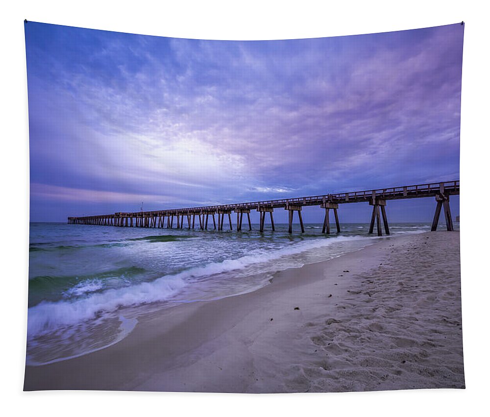 Beach Tapestry featuring the photograph Panama City Beach Pier in the Morning by David Morefield