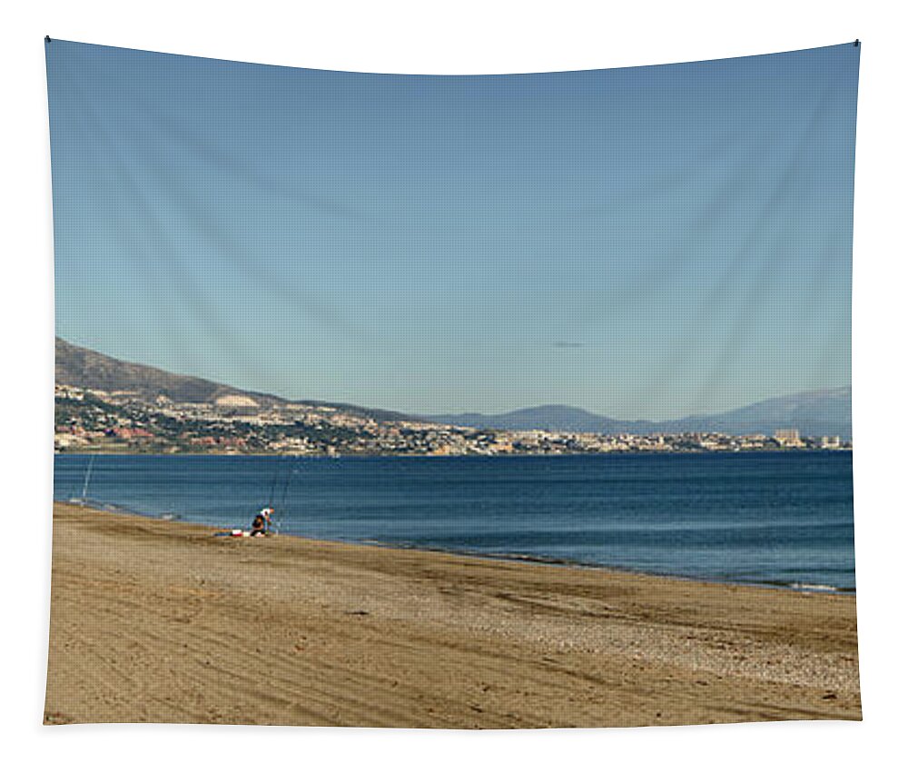 Beach Tapestry featuring the photograph Panorama of Beach Spain by Perry Van Munster