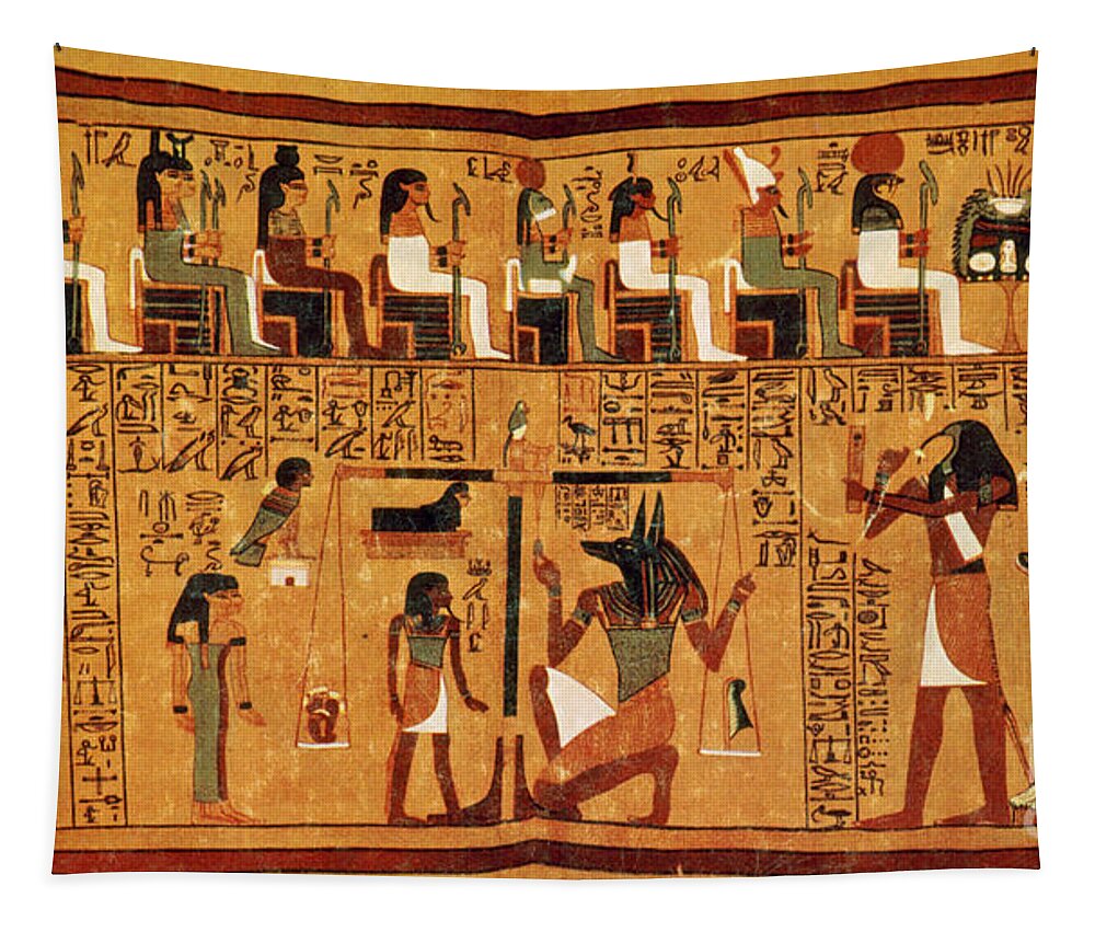 Religion Tapestry featuring the photograph Papyrus Of Ani, Weighing Of The Heart by Science Source