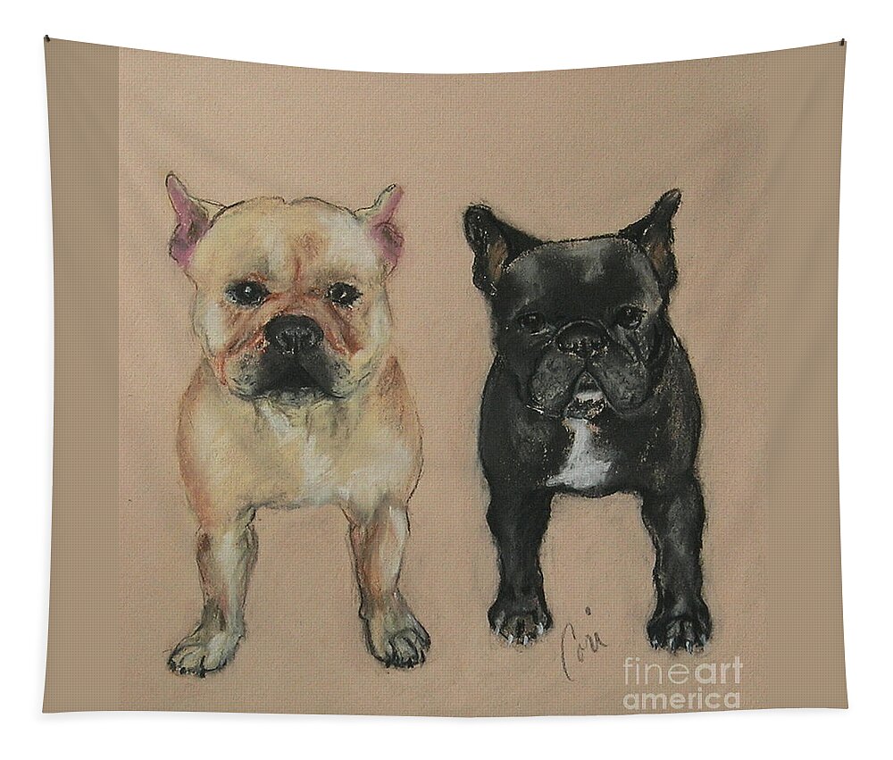 French Bulldog Tapestry featuring the pastel Pardon My French by Cori Solomon