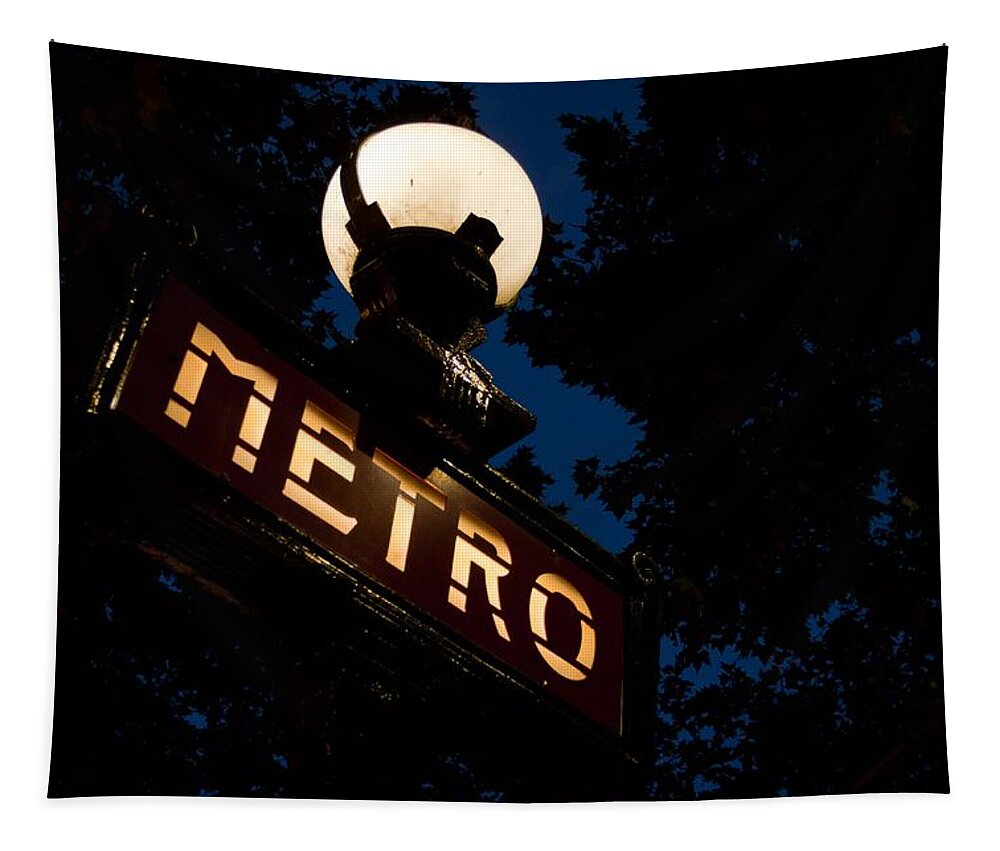 Paris Tapestry featuring the photograph Paris Metro in the Evening by Denise Dube