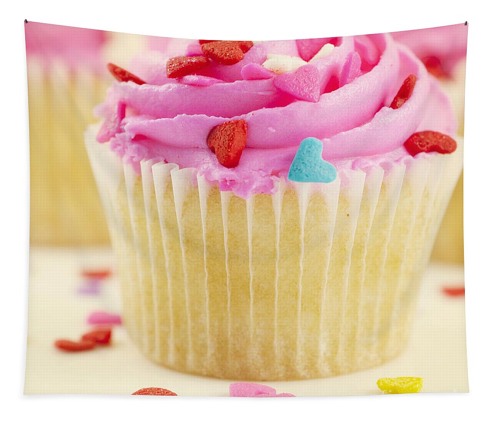 Pink Cupcake Tapestry featuring the photograph Party Cake by Juli Scalzi