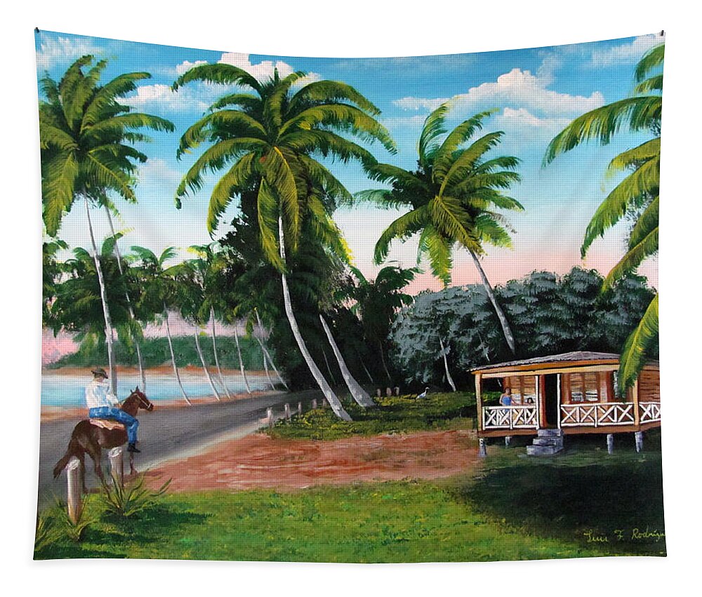 Tropical Island Painting Tapestry featuring the painting Paseo Por La Isla by Luis F Rodriguez