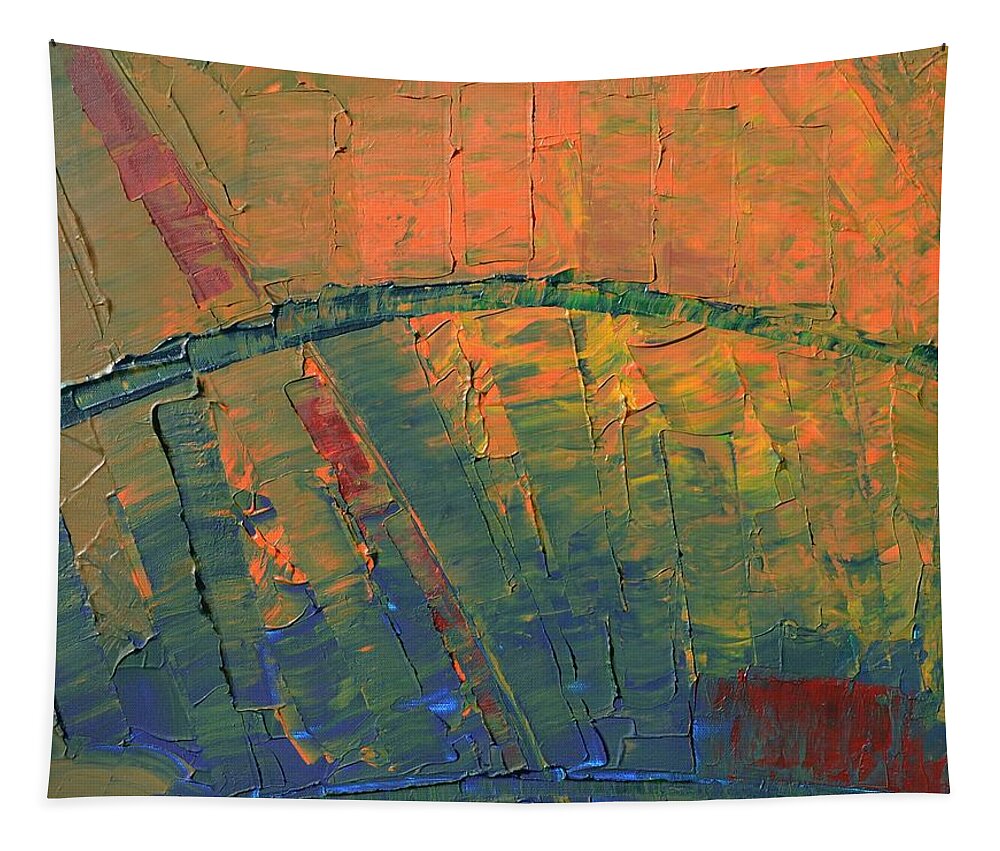 Abstract Painting Tapestry featuring the painting Patches of Red by Linda Bailey