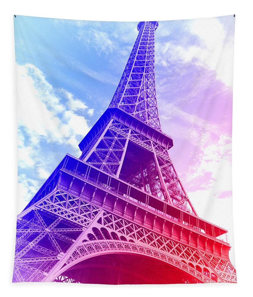 Eiffel Tapestry featuring the photograph Patriotic Eiffel Tower by Olivier Le Queinec