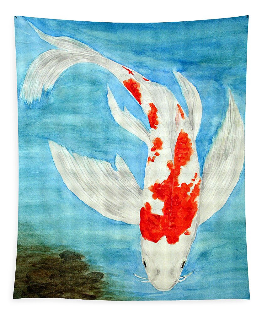 Koi Tapestry featuring the painting Paul's Koi by Marna Edwards Flavell