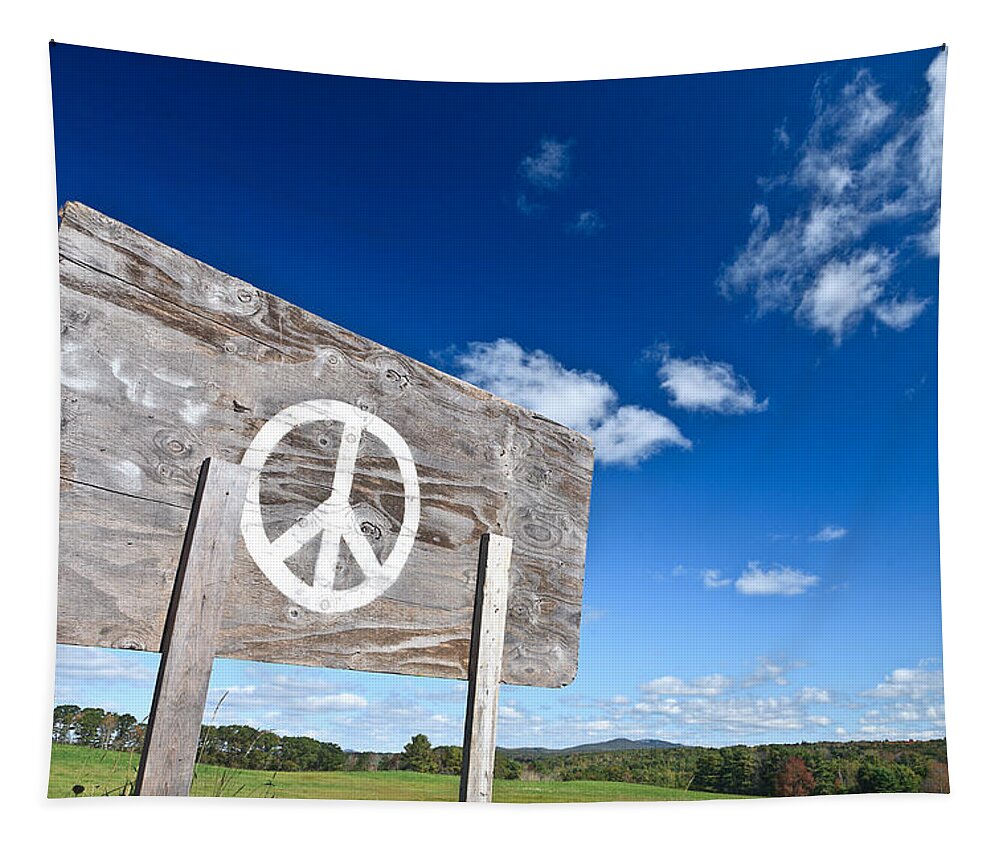 Wooden Sign Tapestry featuring the photograph Peace by David Smith