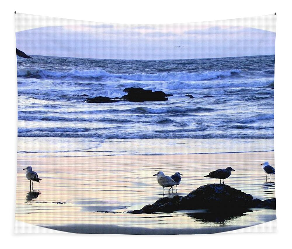 Seascape Tapestry featuring the photograph Peaceful Bandon Sunset by Will Borden