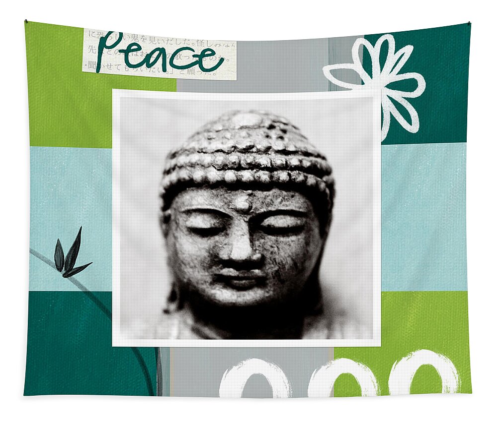Buddha Tapestry featuring the painting Peaceful Buddha- Zen Art by Linda Woods