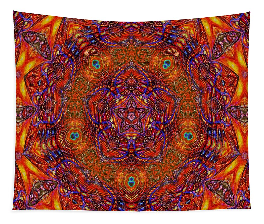 Kaleidoscope Tapestry featuring the digital art Peacock Butterfly by Charmaine Zoe