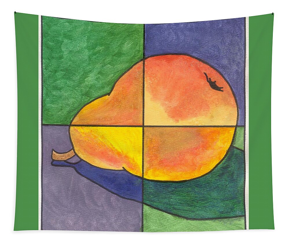 Pear Tapestry featuring the painting Pear II by Micah Guenther