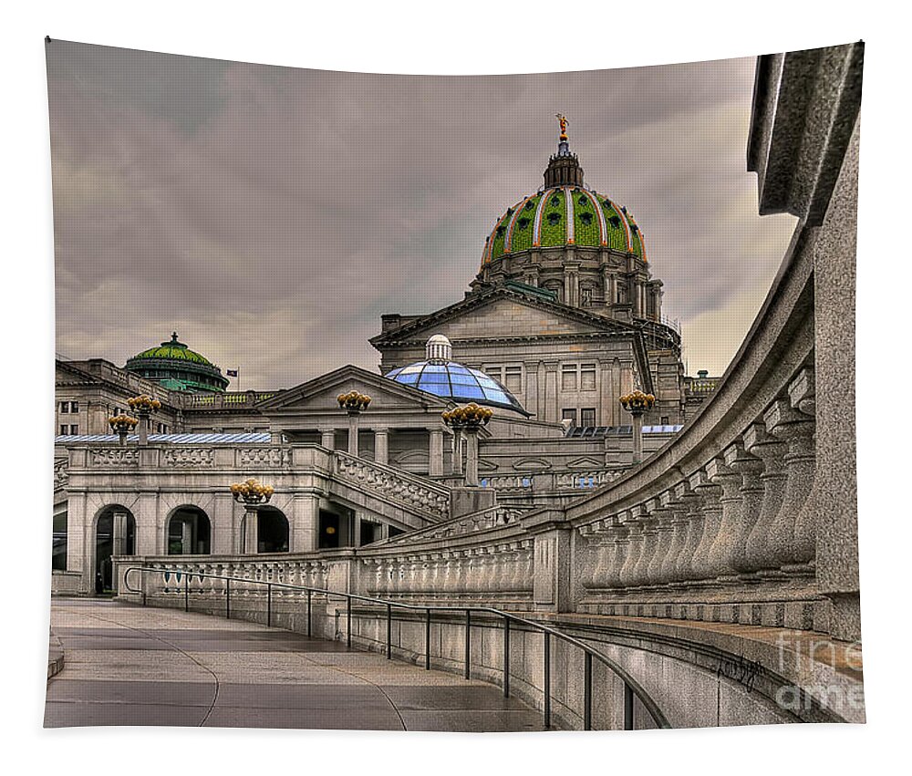 Pennsylvania State Capital Tapestry featuring the photograph Pennsylvania State Capital by Lois Bryan