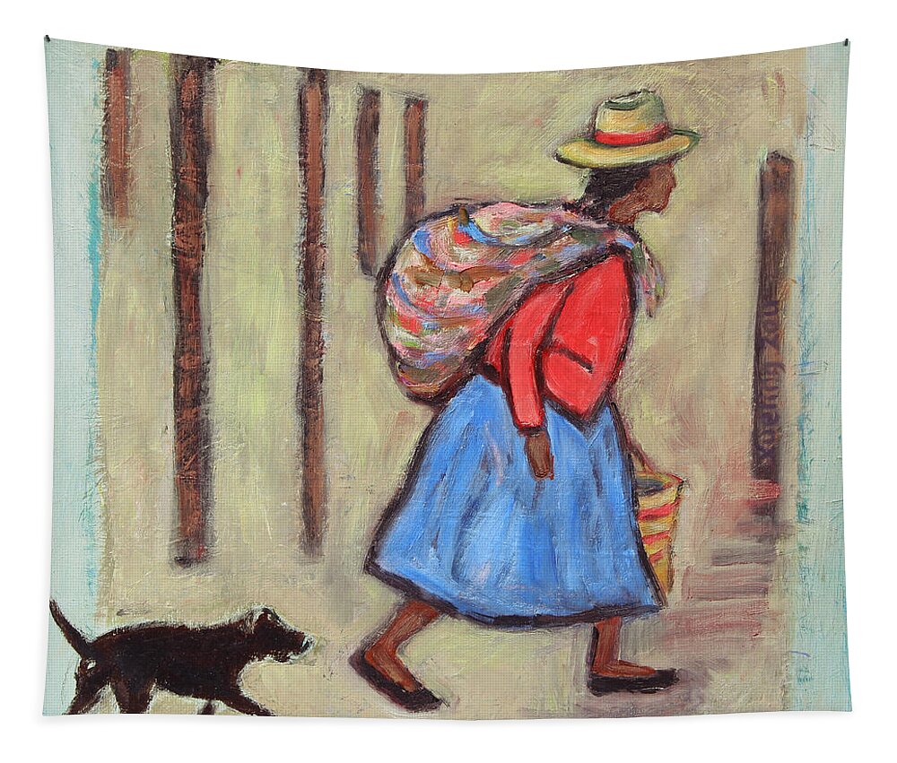 Pisac Tapestry featuring the painting Peru Impression I by Xueling Zou