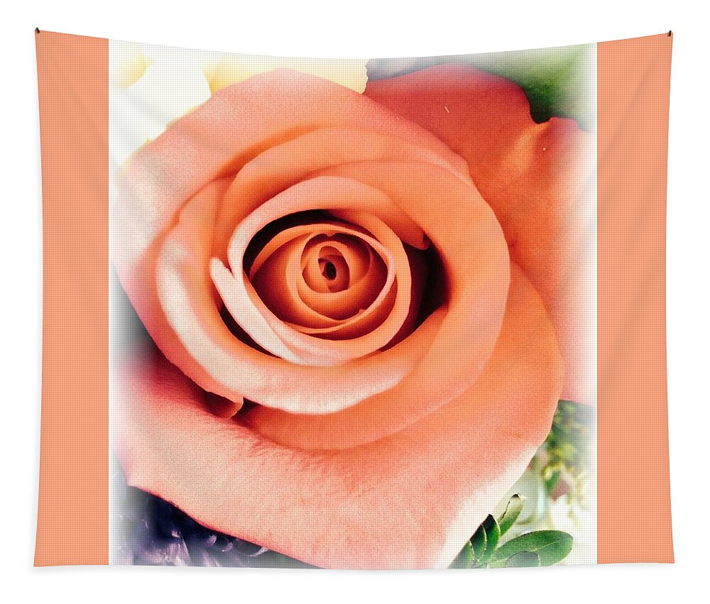 Peach Rose Tapestry featuring the photograph Petals of Peach by Marian Lonzetta