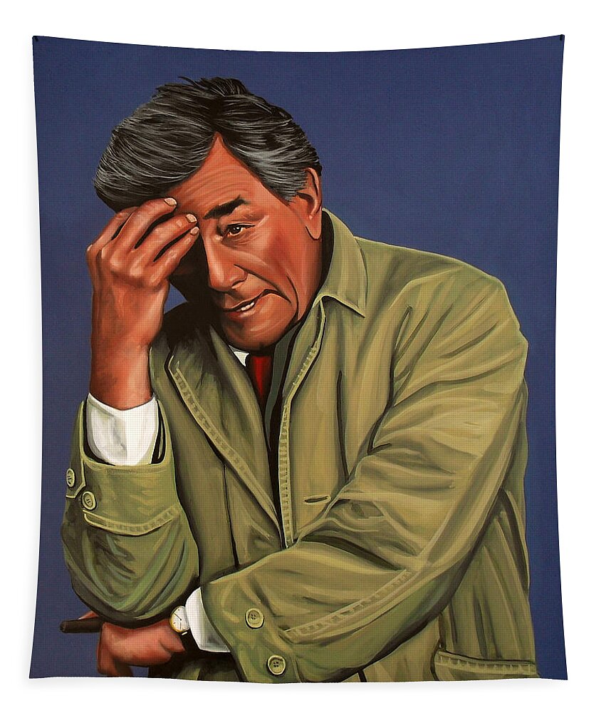 Peter Falk Tapestry featuring the painting Peter Falk as Columbo by Paul Meijering