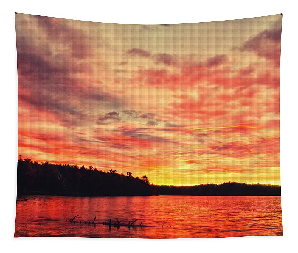 Sunrise Tapestry featuring the photograph Pete's Lake Sunrise by Peg Runyan