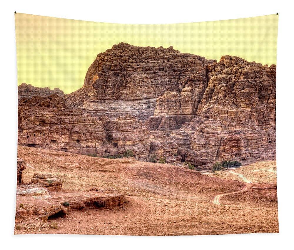 Petra Tapestry featuring the photograph Trail through Petra by Alexey Stiop