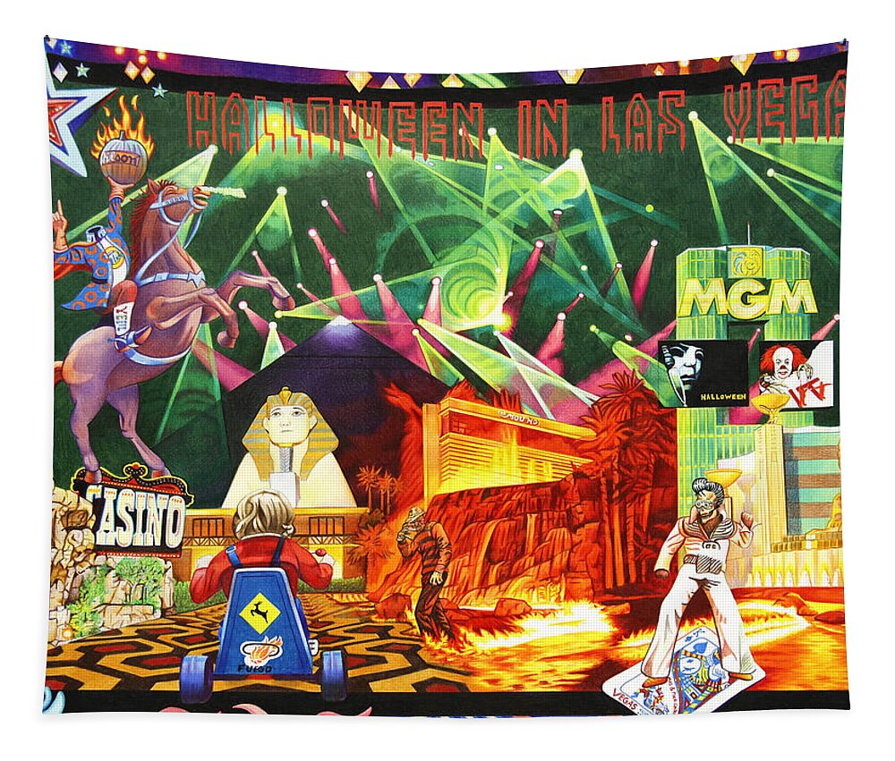 Phish Tapestry featuring the drawing Phish-Halloween in Las Vegas by Joshua Morton