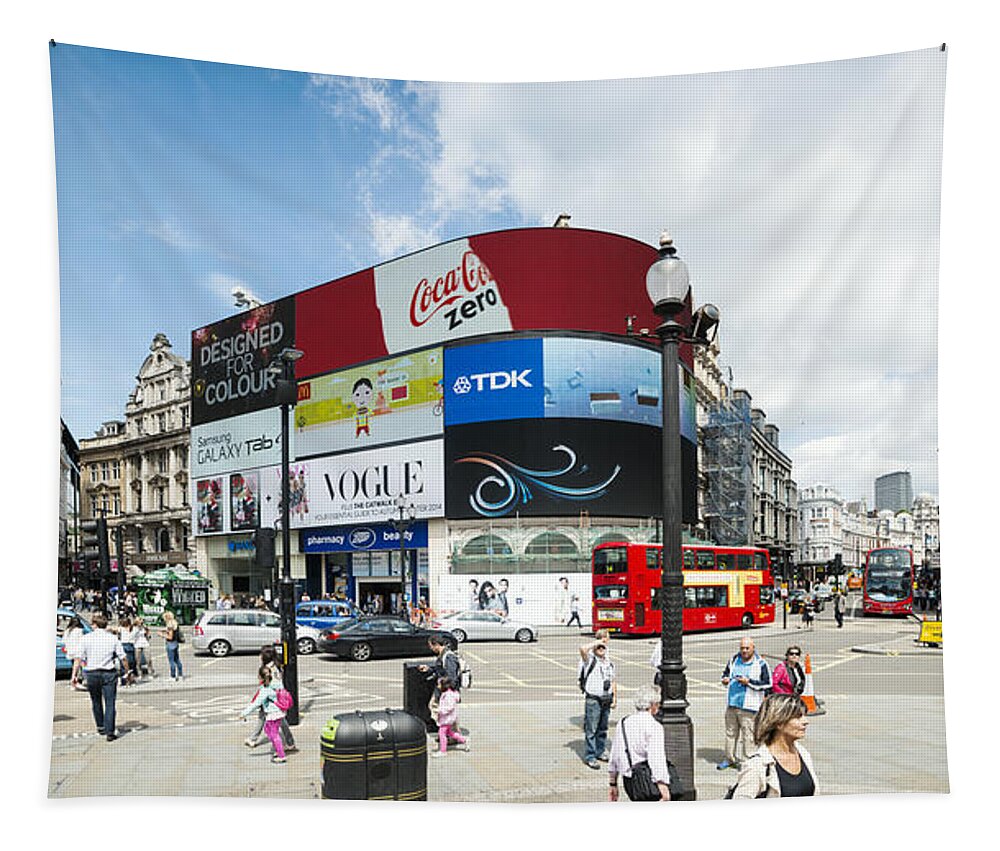 London Tapestry featuring the photograph Picadilly Circus London by Chevy Fleet