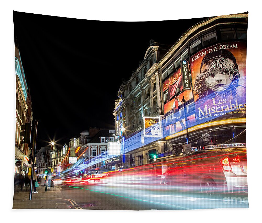 Les Miserables Tapestry featuring the photograph A Night in the West End by John Daly