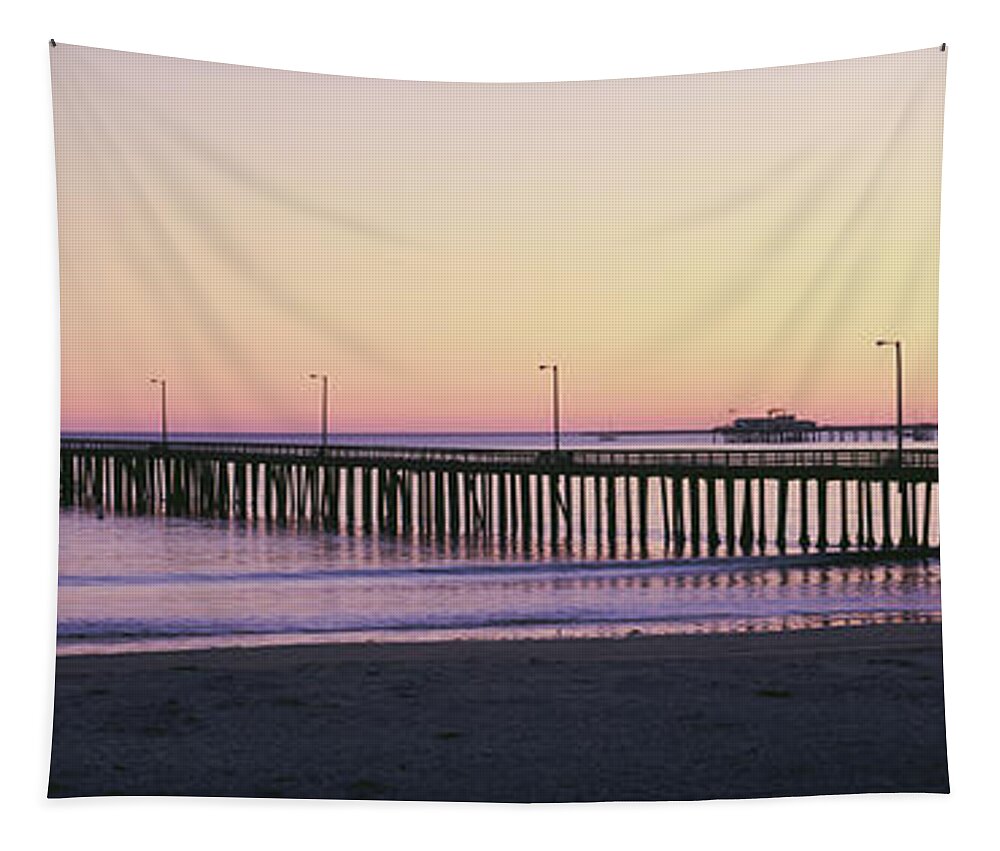 Photography Tapestry featuring the photograph Pier At Sunset, Avila Beach Pier, San by Panoramic Images