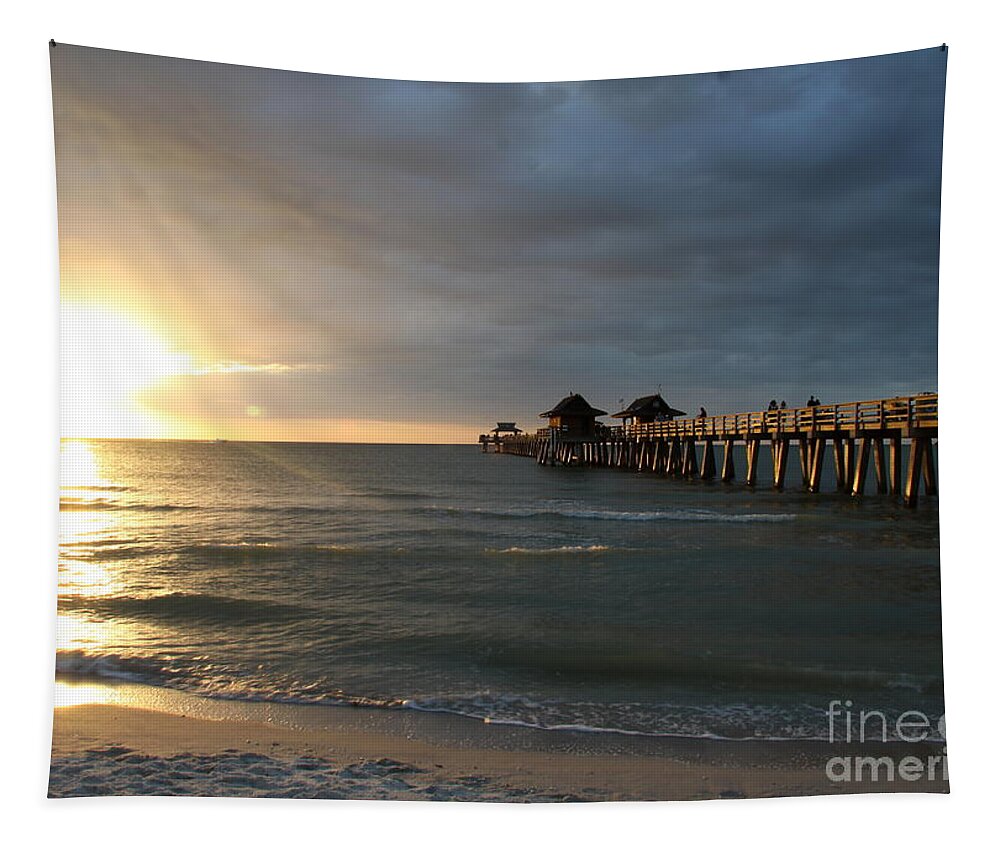 Pier Tapestry featuring the photograph Pier Sunset Naples by Christiane Schulze Art And Photography