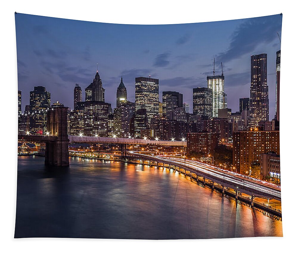 Us Tapestry featuring the photograph Piercing Manhattan by Mihai Andritoiu