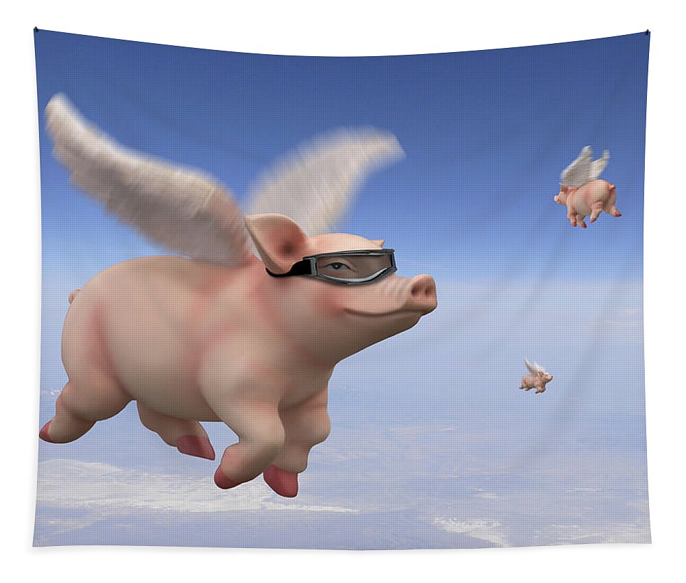 Pigs Fly Tapestry featuring the photograph Pigs Fly 1 by Mike McGlothlen