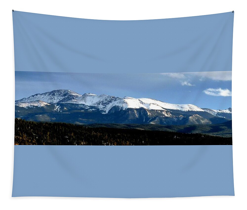Colorado Tapestry featuring the photograph Pikes Peak Panorama by Marilyn Burton