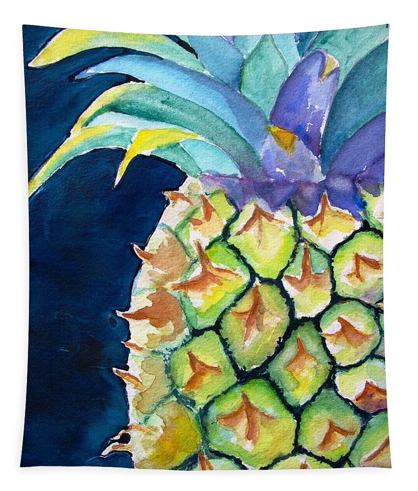 Pineapple Tapestry featuring the painting Pineapple #1 by Carlin Blahnik CarlinArtWatercolor