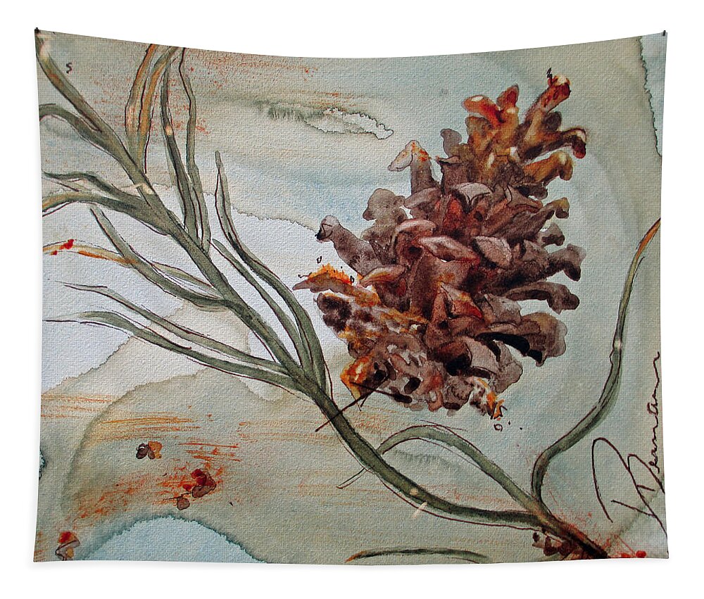 Pinecone Tapestry featuring the painting Pinecone by Dawn Derman