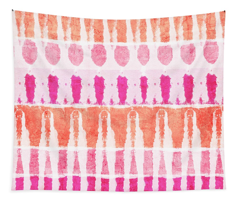 Pink Tapestry featuring the painting Pink and Orange Tie Dye by Linda Woods