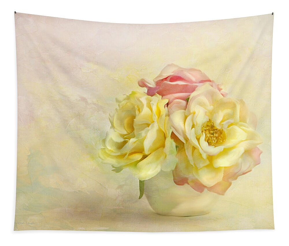 Floral Tapestry featuring the photograph Pink And Yellow Roses by Theresa Tahara