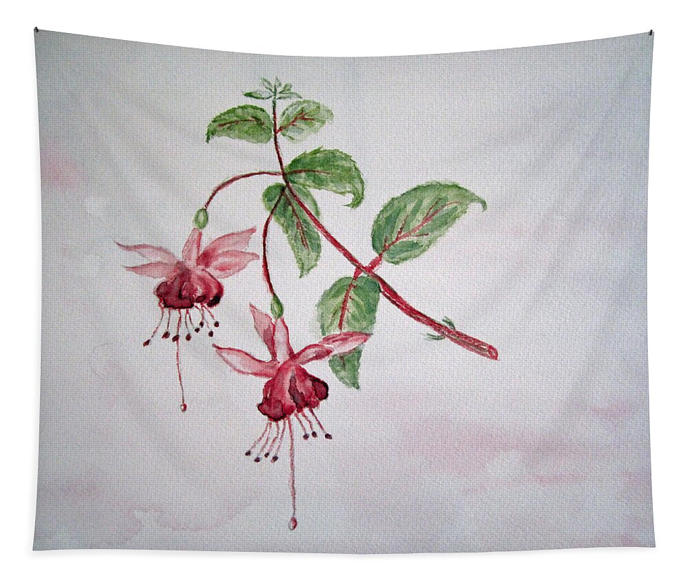 Floral Tapestry featuring the painting Pink Fuchsia's by Elvira Ingram