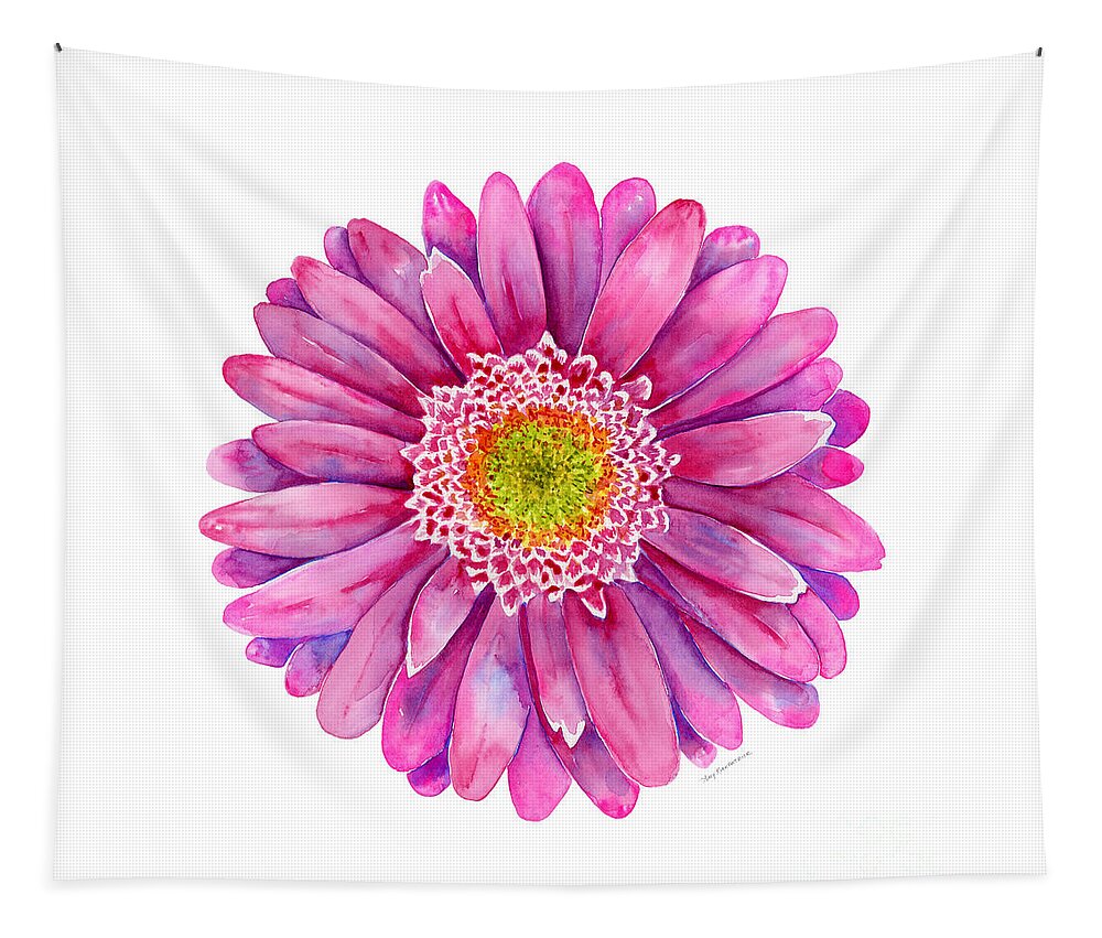 Gerbera Tapestry featuring the painting Pink Gerbera Daisy by Amy Kirkpatrick