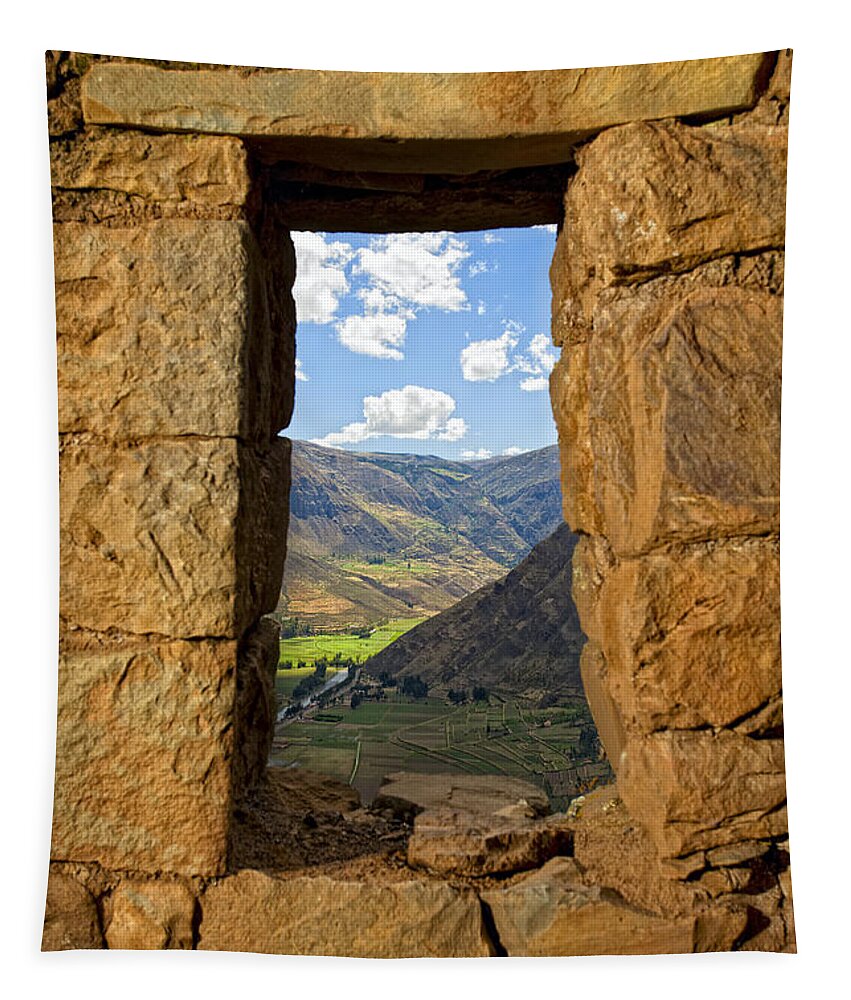 Wall Tapestry featuring the photograph Pisac ruins by Alexey Stiop