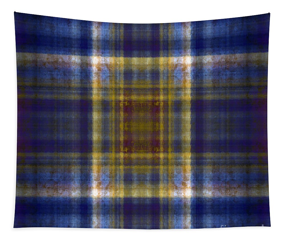 Andee Design Abstract Tapestry featuring the digital art Plaid In Blue 5 Square by Andee Design