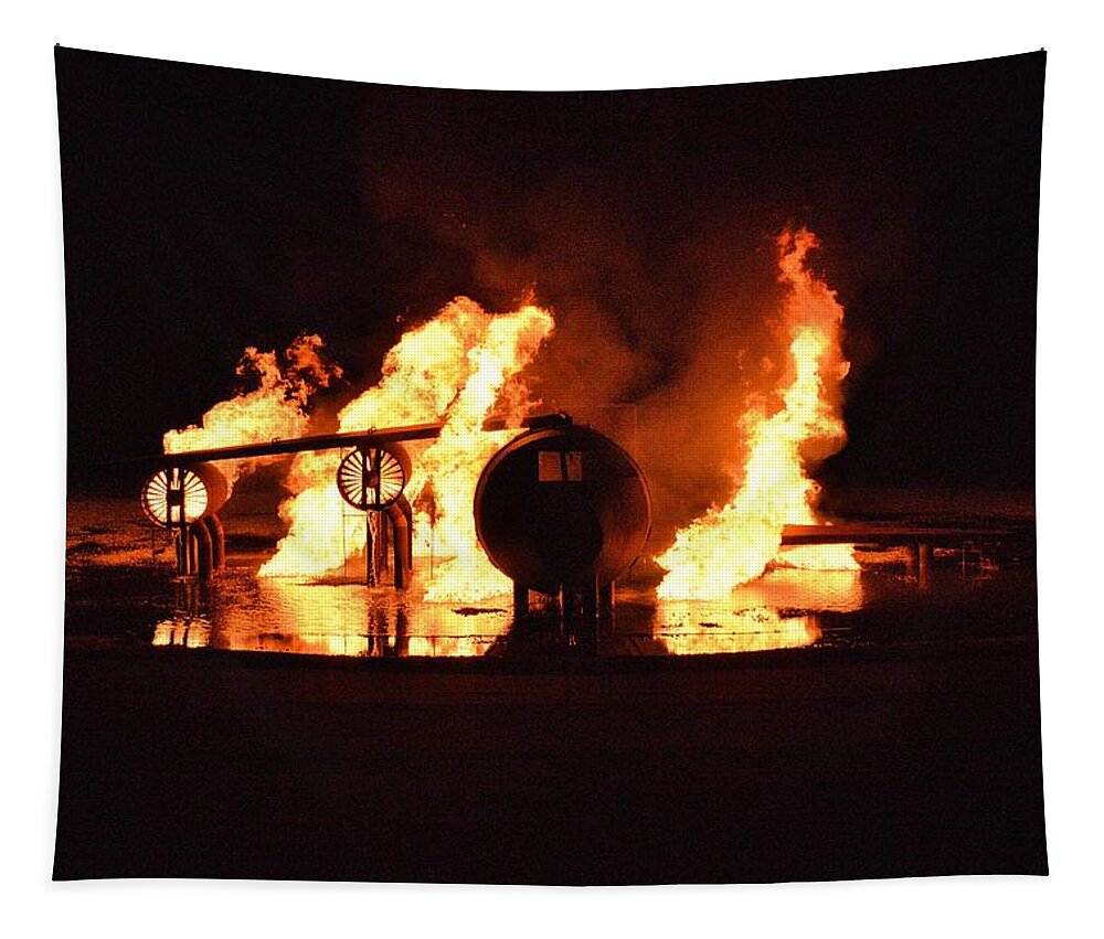 Burning Tapestry featuring the photograph Plane Heats Up by Aaron Martens