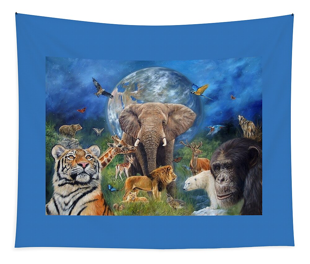 Planet Tapestry featuring the painting Planet Earth by David Stribbling