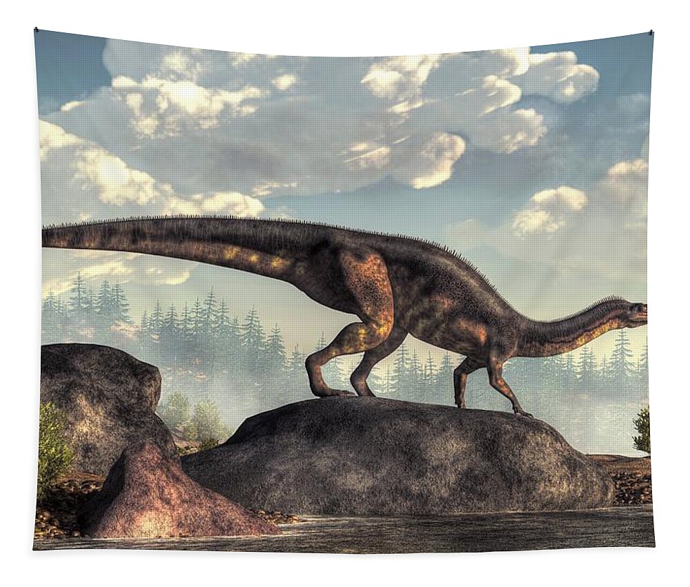 Plateosaurus Tapestry featuring the digital art Plateosaurus by Daniel Eskridge