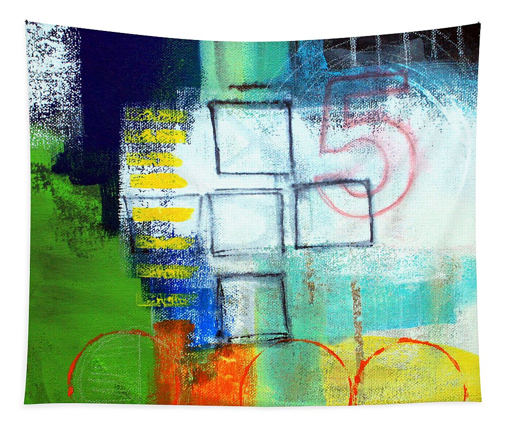 Abstract Tapestry featuring the painting Playground by Linda Woods